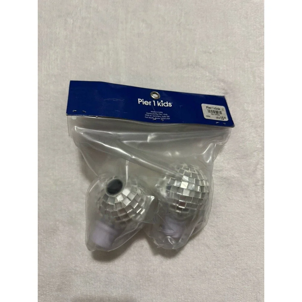 Pier 1 Kids Window Treatment Finials Set of 2 Silver Mirrored Disco Ball Curtain